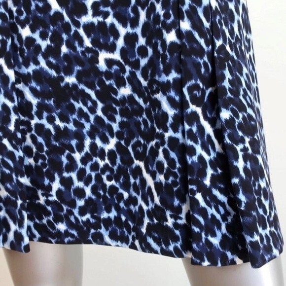 Rebecca Taylor Lynx-Print Flared V-Neck Mini Dress.Cap sleeve sheath. Size 10 - Picture 4 of 5
